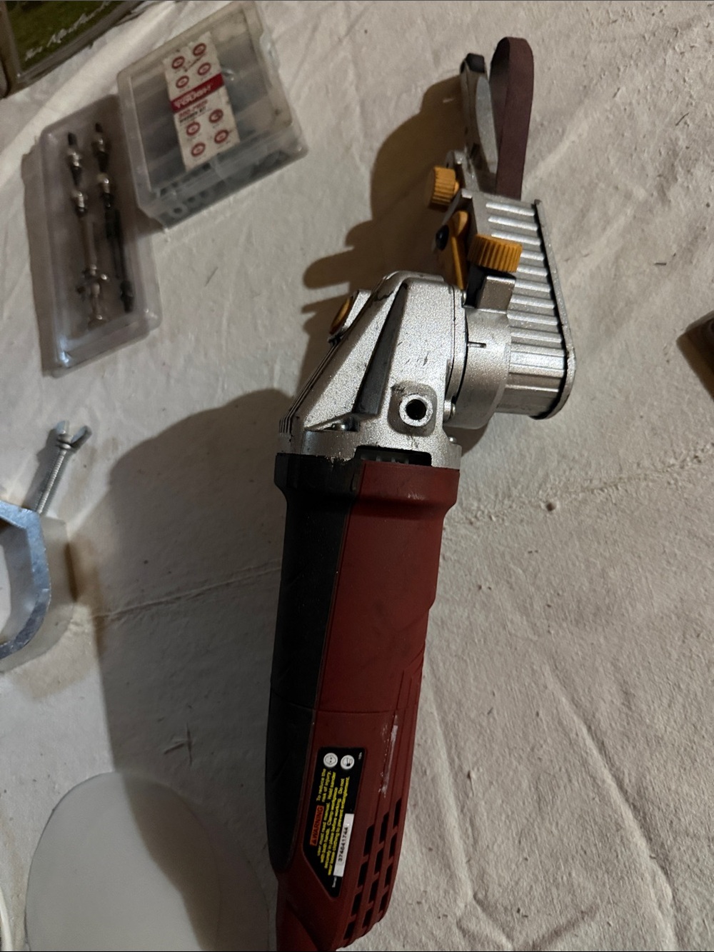 Red Handheld Belt Sander by Chicago